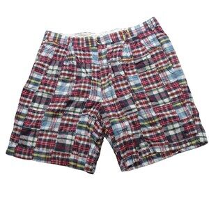 Jos A Bank Mens Shorts 38 Multicolored Madras Patchwork Plaid Stretch